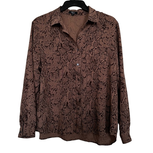 Rails Tops - Rails Brown Snake Print Button-Up Blouse